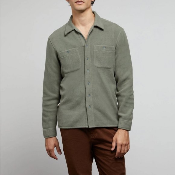 Onia Polar Fleece Overshirt in Sage Green Size M - Picture 1 of 11